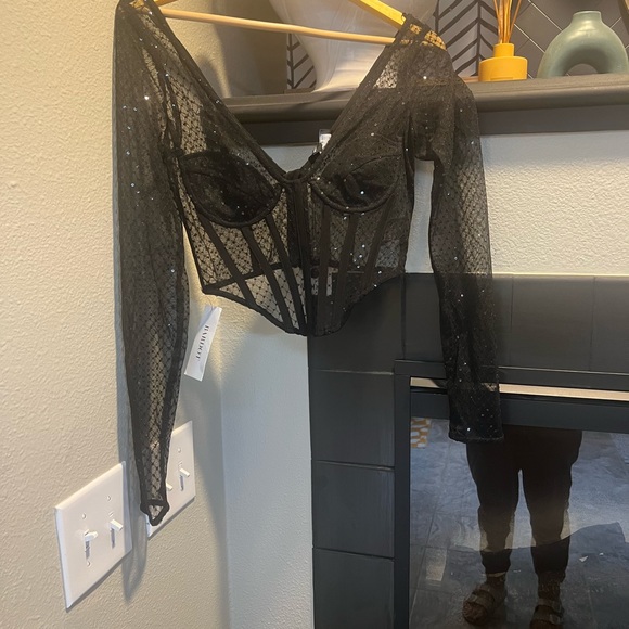 black shimmer bustier top - Picture 2 of 3